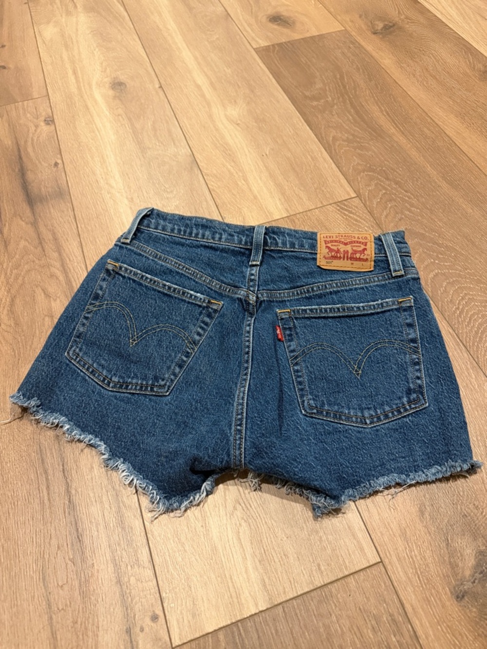 Levi's Women's Blue Denim Frayed Hem Cutoff Shorts